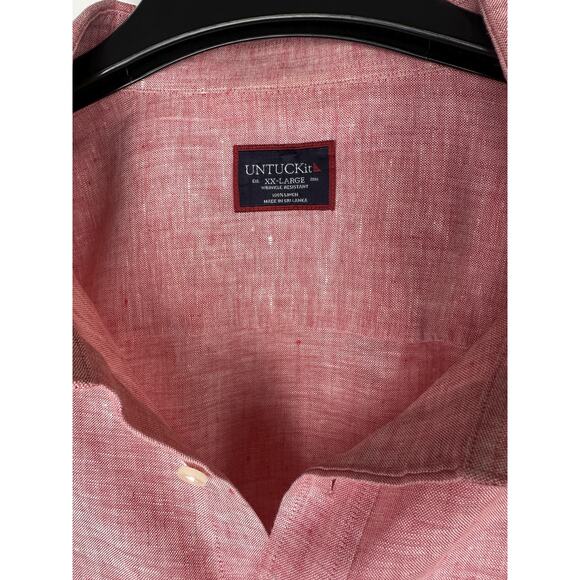 Untuckit Santro Linen Long Sleeve Button Up Shirt Wrinkle Resistant Men's XXL - Picture 3 of 9
